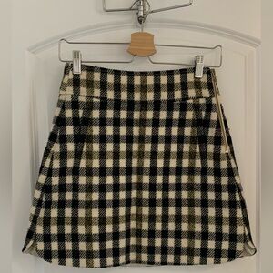 J.Crew Princess Mini Skirt in Double Serge Wool. Size 00. Black and White Plaid